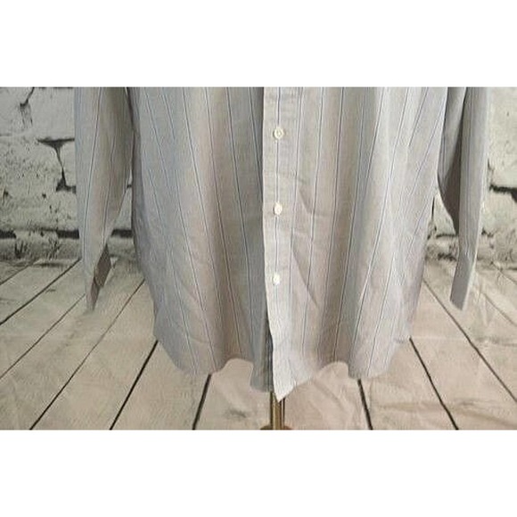 Stafford Striped Wrinkle Free Long Sleeve Button Up Dress Shirt X-Tall 17 35/36 - Picture 4 of 11